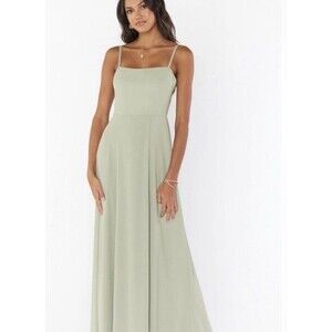Show Me Your Mumu Lauren Tie Maxi Dress Sage Green Spaghetti Strap NWT Size M